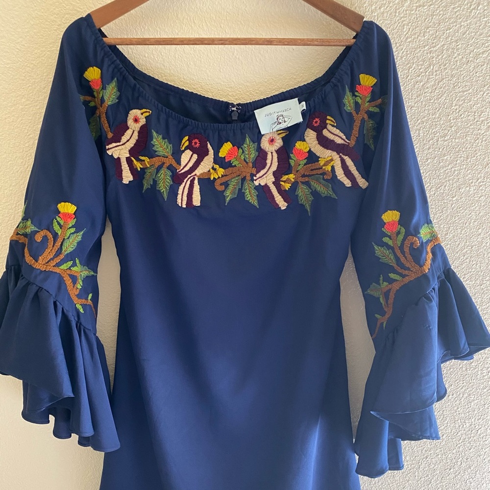 Judith March Embroidered Bell Sleeve Dress